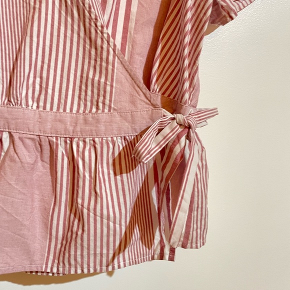 Madewell Red Stripe Wrap Top M - Picture 3 of 7